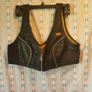 Harley Davidson leather  zip front bra top.